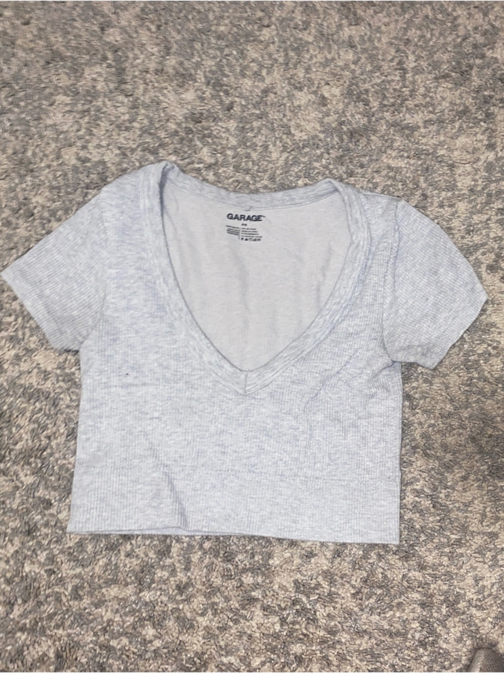 Garage Light Gray Cropped V-Neck Top